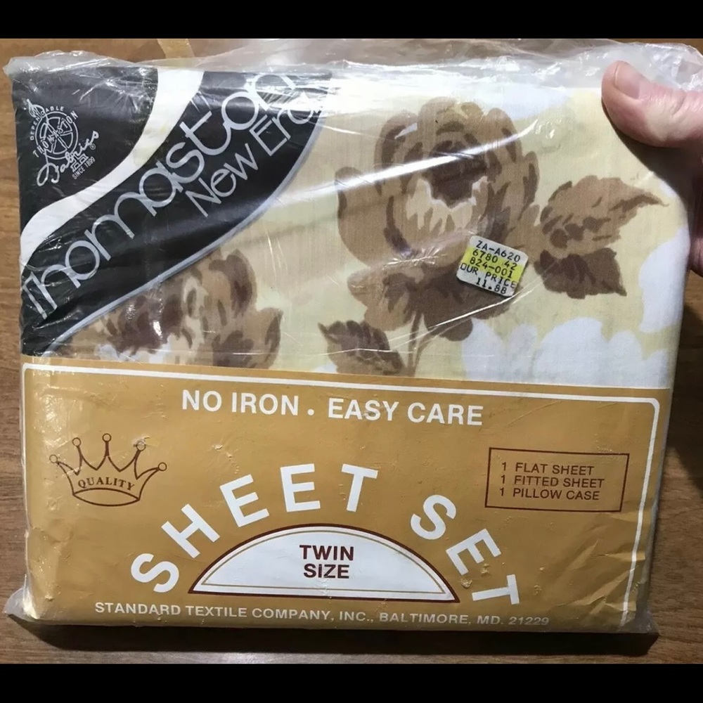Thomaston Floral Vintage Twin Sheet Set Brown 1 Flat 1 Fitted 1 Pillowcase NWT